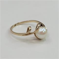 14K YELLOW GOLD SYNTHETIC PEARL RING S1.8G SIZE 7